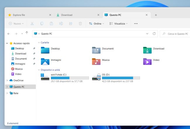 Finestra di Esplora File Windows