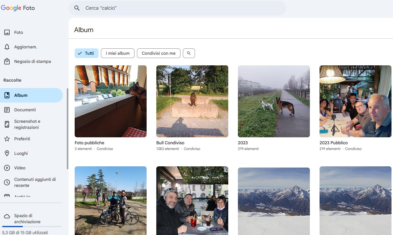 Interfaccia Google Foto